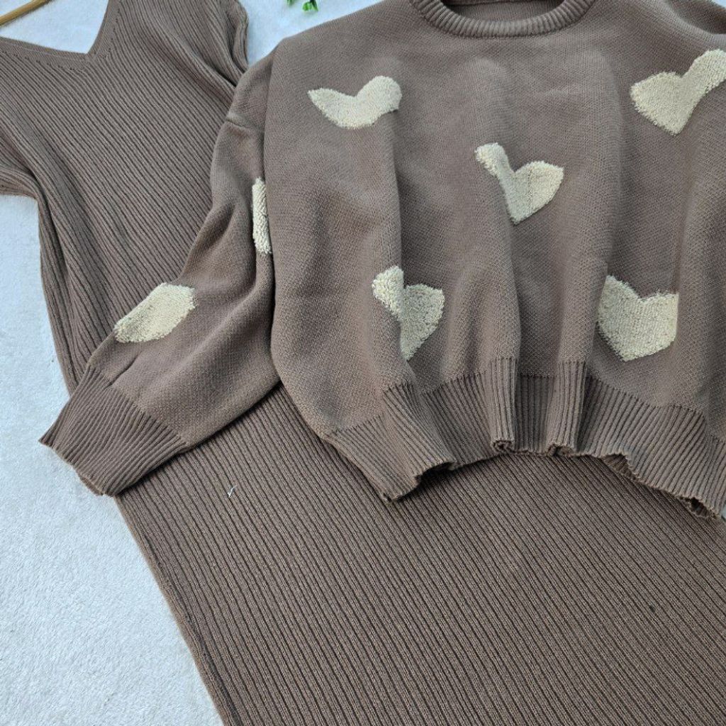 فروش اینترنتی ست زنانه بافت طرح قلب