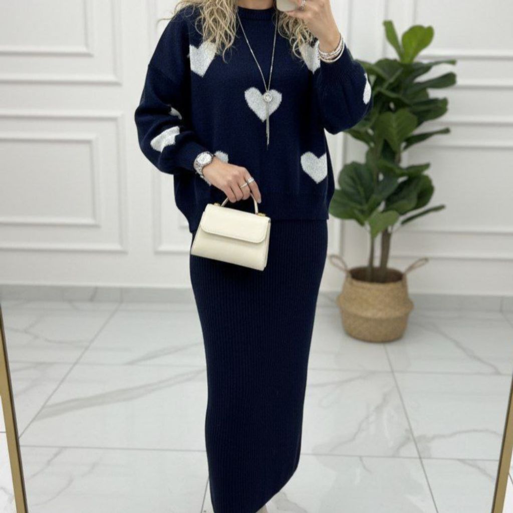 خرید انلاین ست زنانه بافت طرح قلب