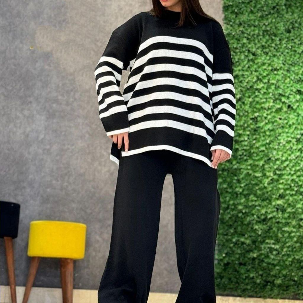 خرید اینترنتی ست بلوز شلوار بافت زنانه طرح کاتلین