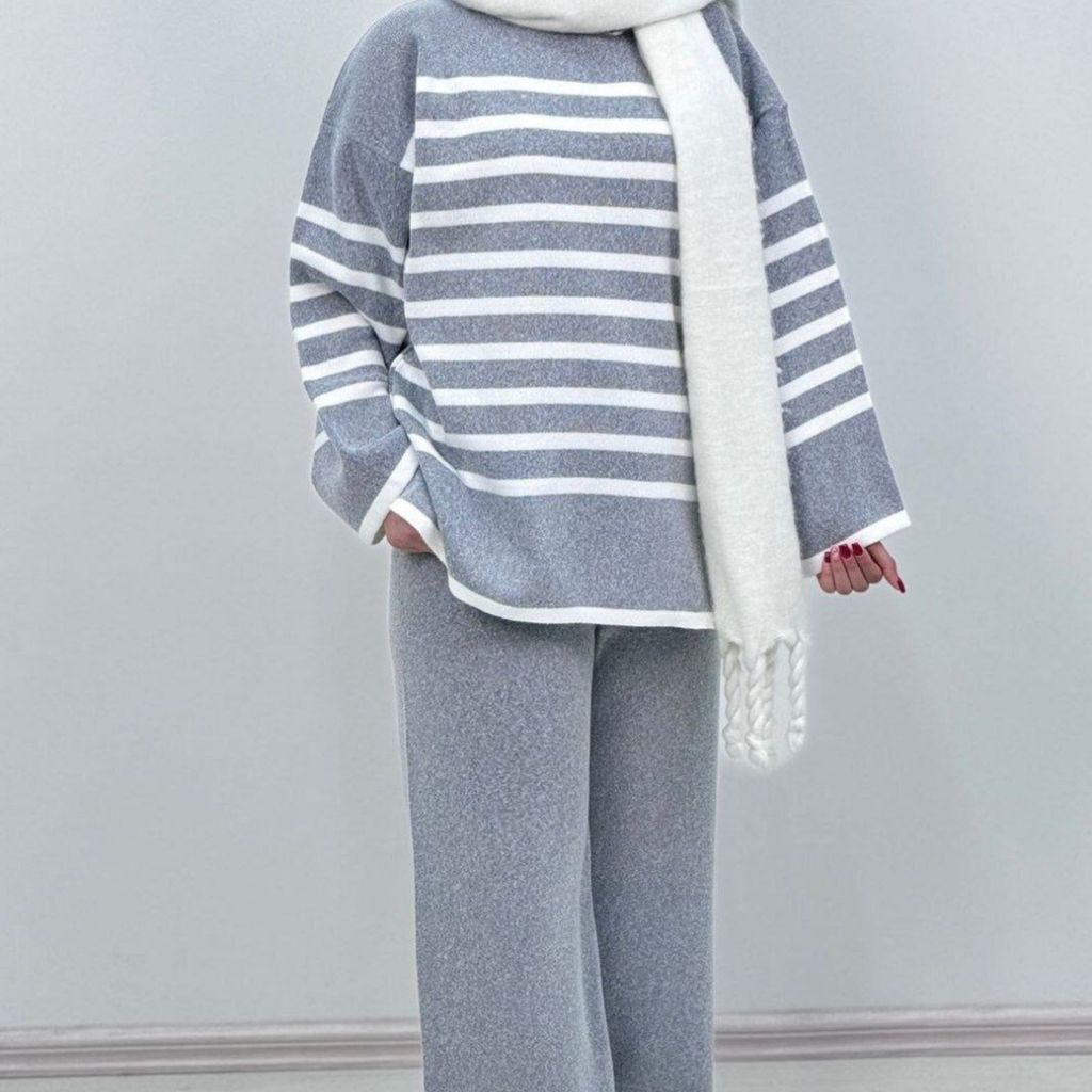 خرید اینترنتی ست بلوز شلوار بافت زنانه طرح کاتلین