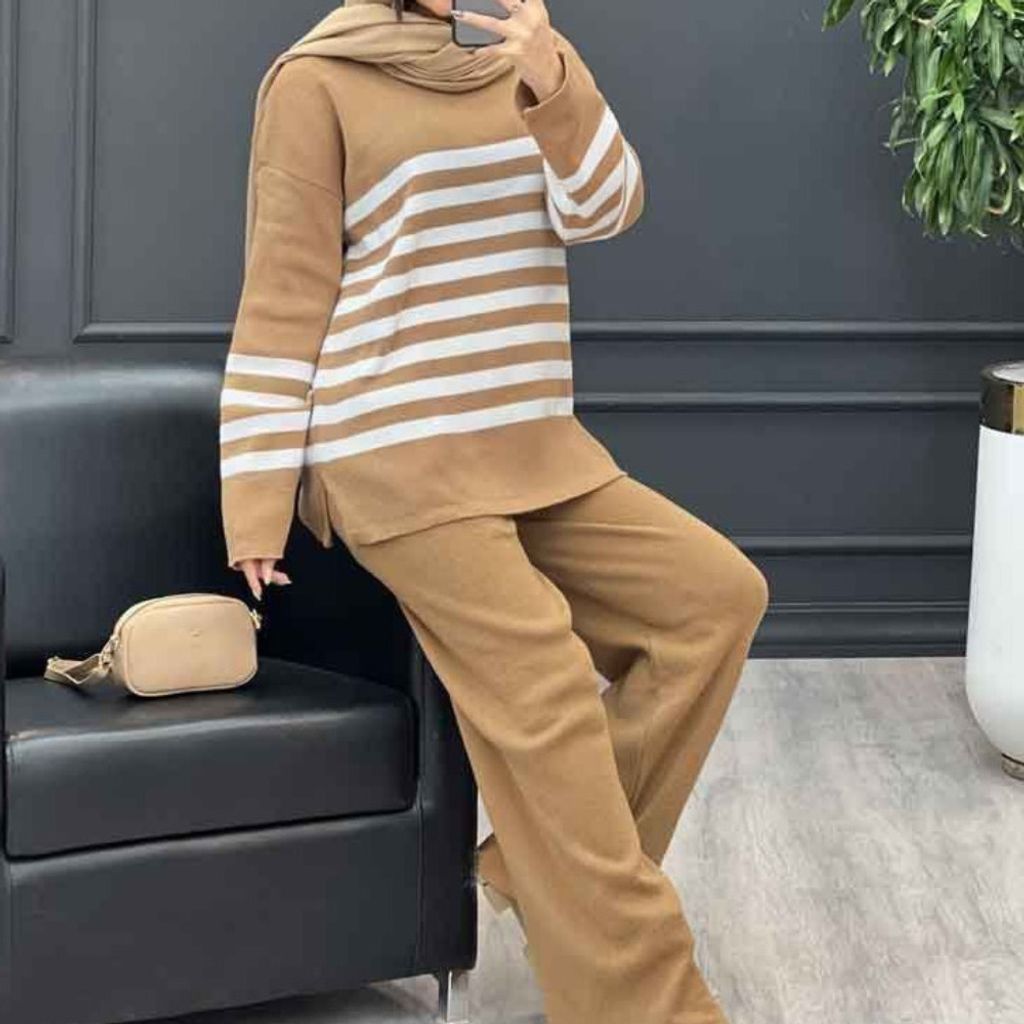 خرید اینترنتی ست بلوز شلوار بافت زنانه طرح کاتلین