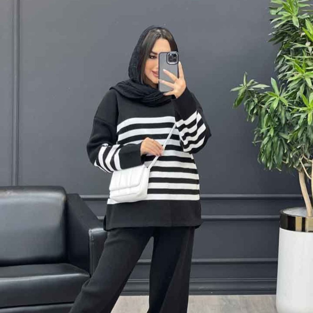 خرید اینترنتی ست بلوز شلوار بافت زنانه طرح کاتلین