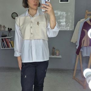 خرید انلاین جلیقه بافت کراپ زنانه 🍁