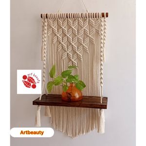 شلف چوبی مکرومه بافی طرح نوید ارت بیوتی