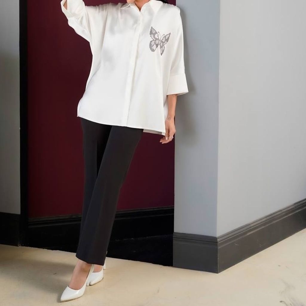 خرید انلاین شومیز ساتن پروانه ای 