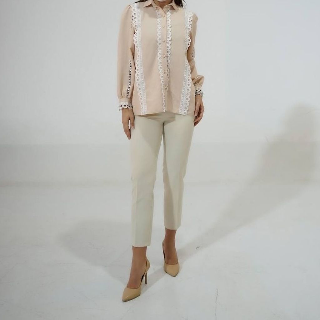 خرید اینترنتی شومیز کتان لمه کارشده