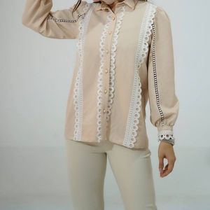 شومیز کتان لمه کارشده