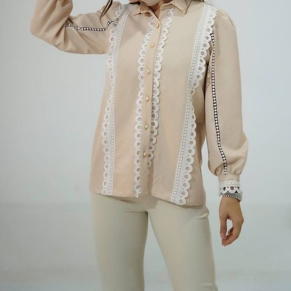 شومیز کتان لمه کارشده