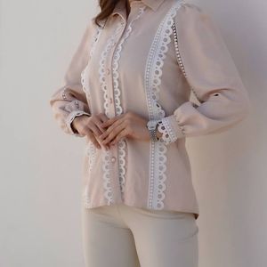 فروش اینترنتی شومیز کتان لمه کارشده