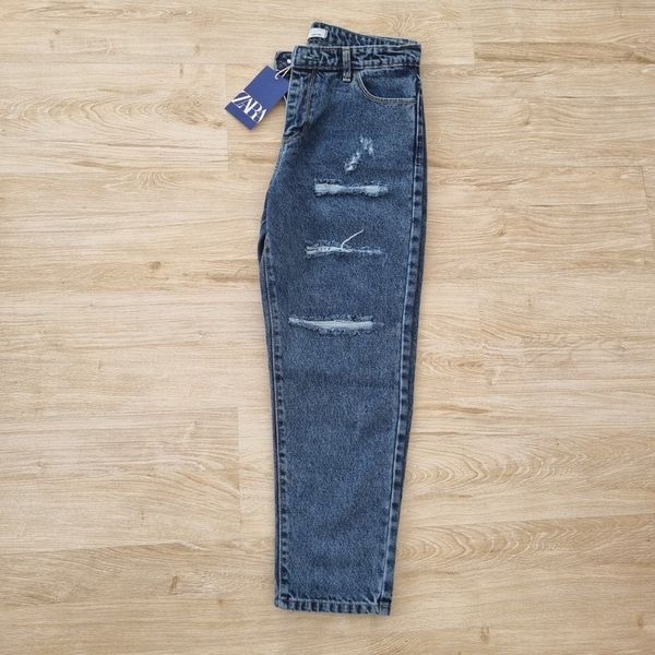 شلوار جین مام فیت خارجی قد 90 سایز 29 تا 33 خارجی رنگ آبی تیره