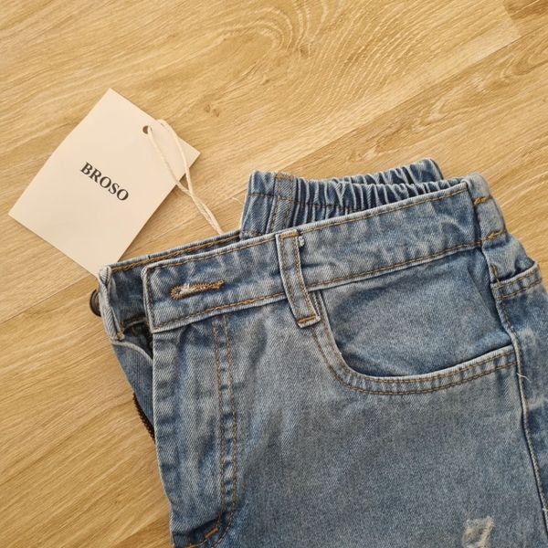 شلوار مام فیت خارجی جین آبی روشن قد 90