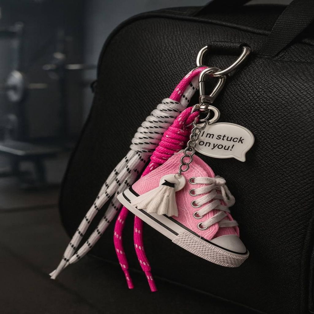 مشخصات اویز کیف و کلید زنانه مدل کتونی ال استار از جنس چرم