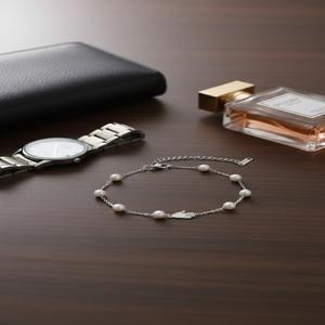 دستبند زنانه زنجیری مدل مروارید زنجیری از جنس استیل