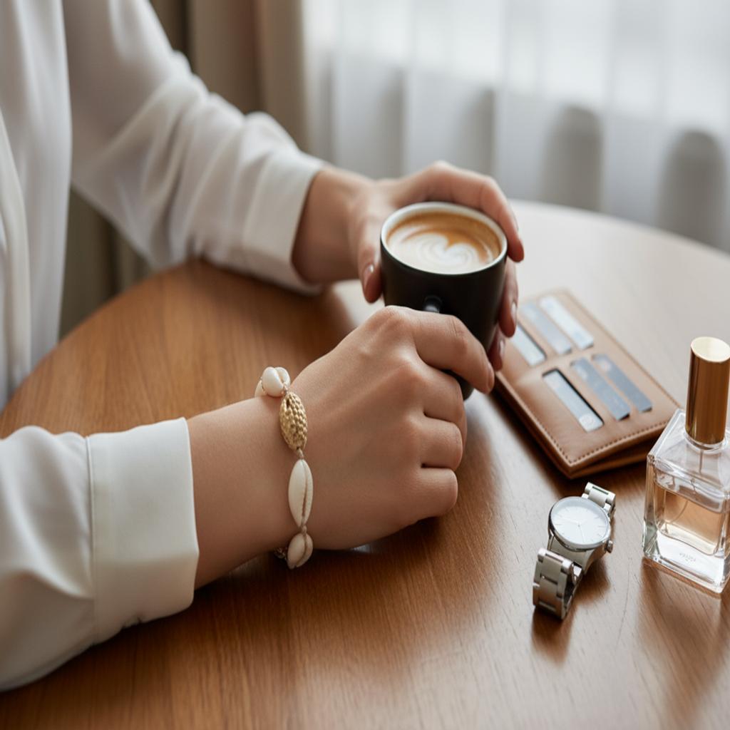 خرید انلاین دستبند زنانه مدل صدفی از جنس صدف دریایی