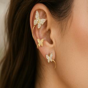 فروش اینترنتی گوشواره زنانه ایرکاف مدل پروانه از جنس ابکاری رادیوم