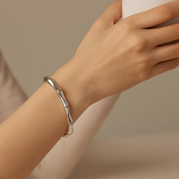 دستبند زنانه بنگل مدل بامبو از جنس استیل