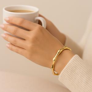 قیمت ارزان دستبند زنانه بنگل مدل بامبو از جنس استیل