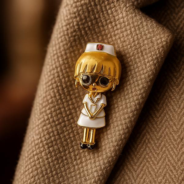 سنجاق سینه زنانه مدل پرستار از جنس ابکاری رادیوم