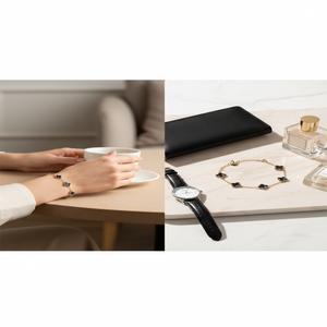 مشخصات دستبند زنانه ونکلیف مدل استیل 5 گل