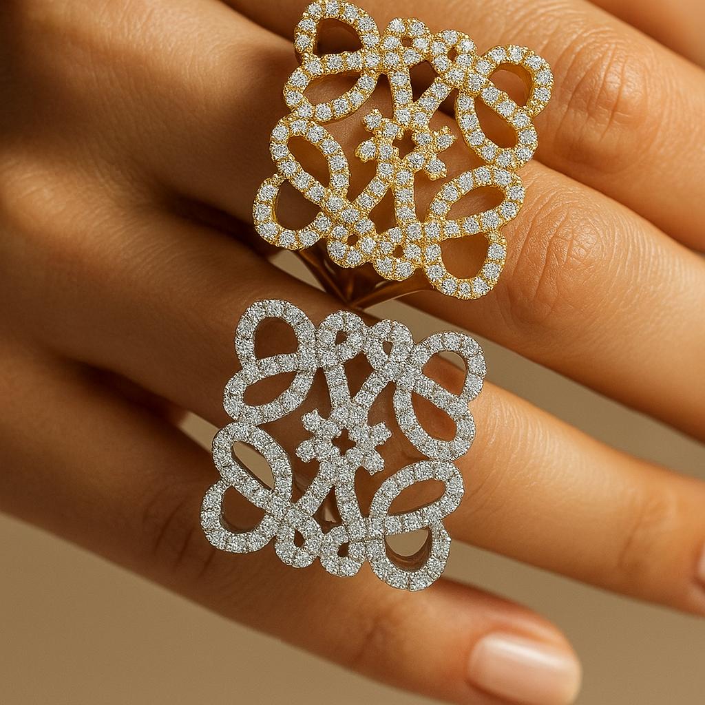 خرید انلاین انگشتر زنانه جواهری طرح  لواو