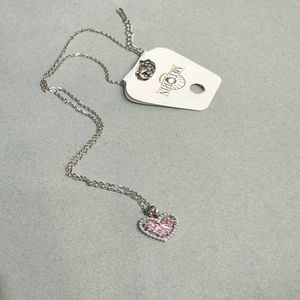 گردنبند زنانه مروارید مدل نگین صورتی