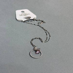 خرید اینترنتی گردنبند زنانه پروانه مدل نگین صورتی