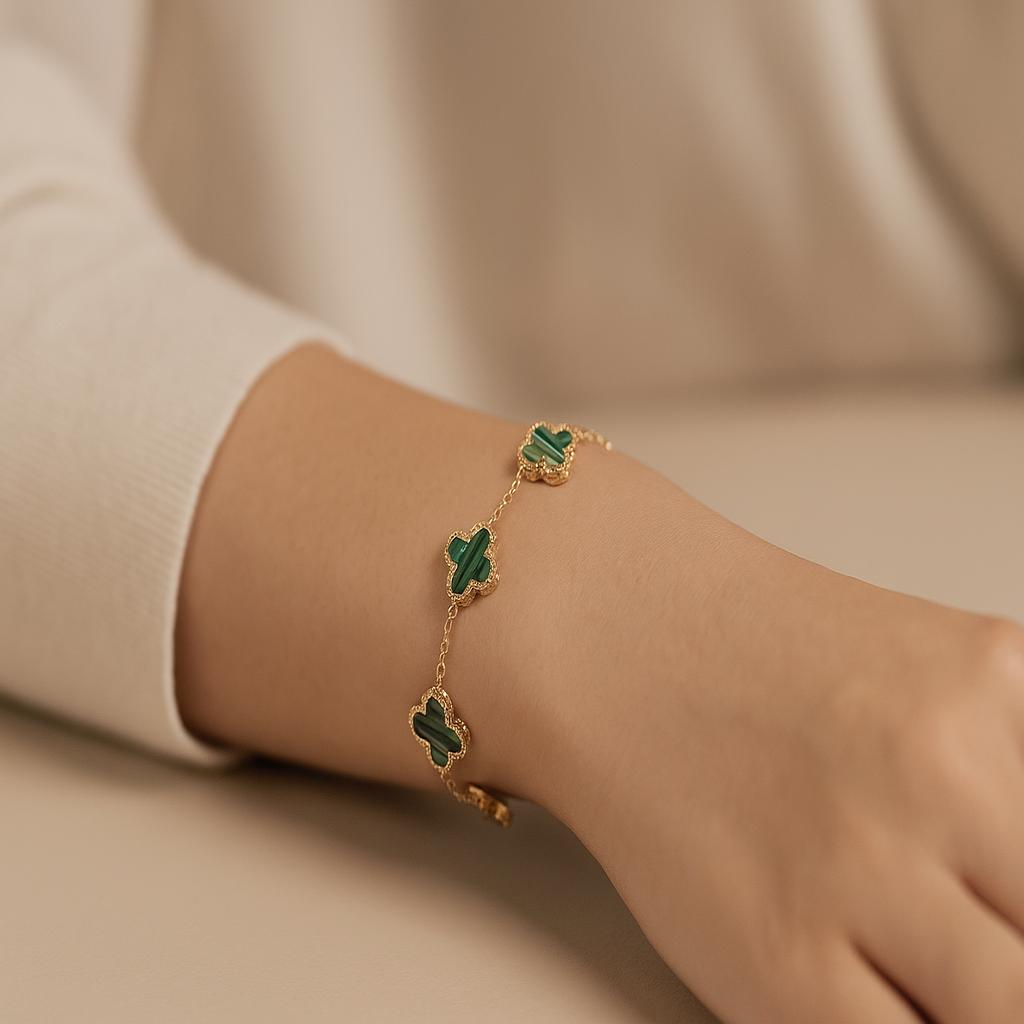 مشخصات دستبند زنانه مدل دستبند ونکلیف 5 گل از جنس استیل