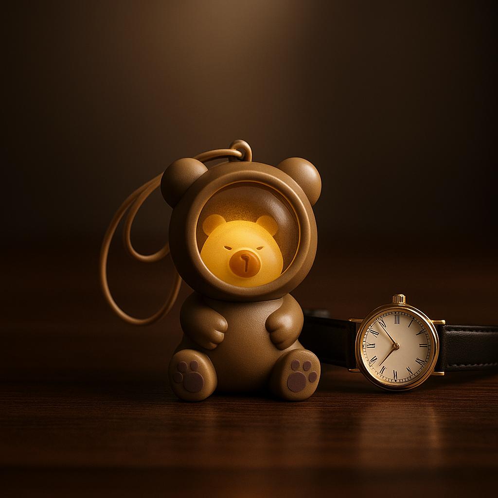 خرید آنلاین جا کلیدی خرس قهوه ای مدل چراغ دار از جنس پلاستیک فشرده