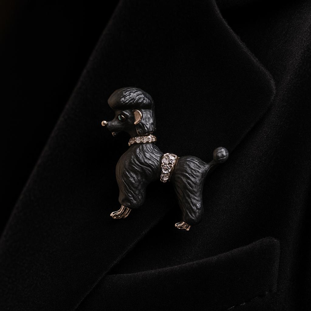 خرید آنلاین سنجاق سینه زنانه مدل سگ از جنس ابکاری رادیوم