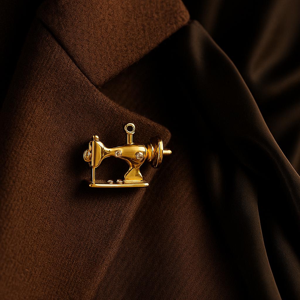 خرید اینترنتی سنجاق سینه زنانه مدل چرخ خیاطی از جنس ابکاری رادیوم