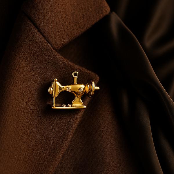 سنجاق سینه زنانه مدل چرخ خیاطی از جنس ابکاری رادیوم