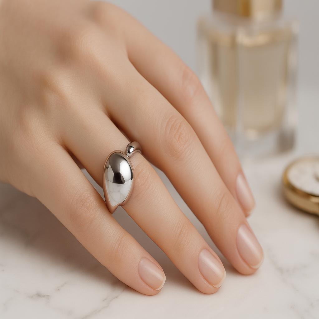 خرید آنلاین انگشتر زنانه فانتزی طرح قطره اب از جنس استیل
