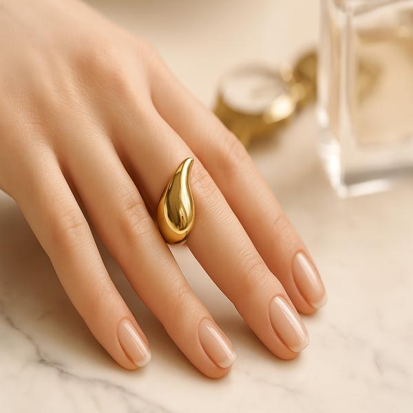 انگشتر زنانه فانتزی طرح قطره اب از جنس استیل