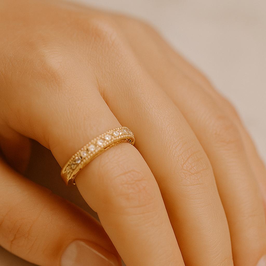 خرید اینترنتی انگشتر زنانه نگین گرد طرح نگین دار از جنس ابکاری رادیوم