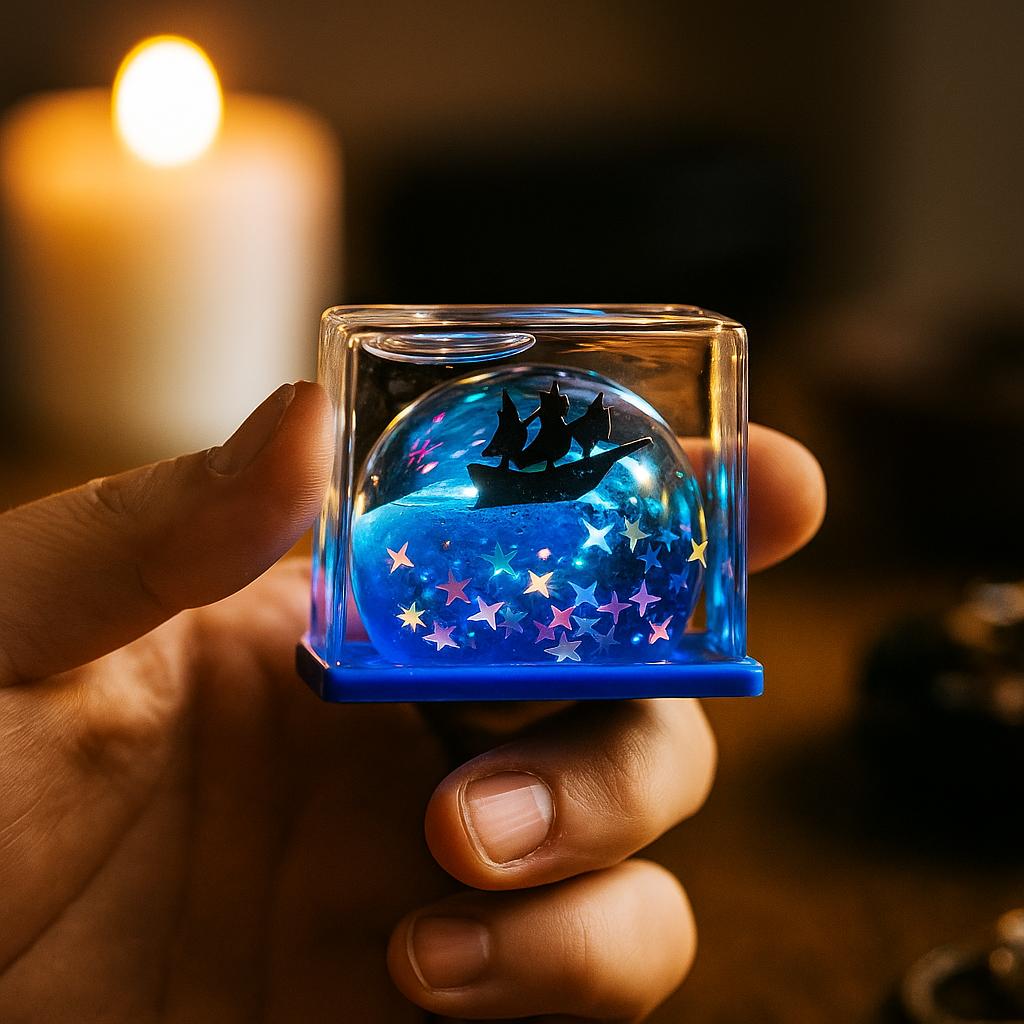 خرید انلاین گوی دکوراتیو مدل کشتی معلق از جنس شیشه شفاف