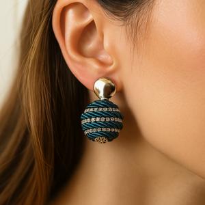 گوشواره زنانه میخی مدل حصیری از جنس میخ ضد حساسیت