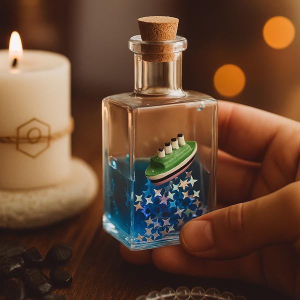 کشتی معلق مدل دکوراتیو از جنس شیشه شفاف