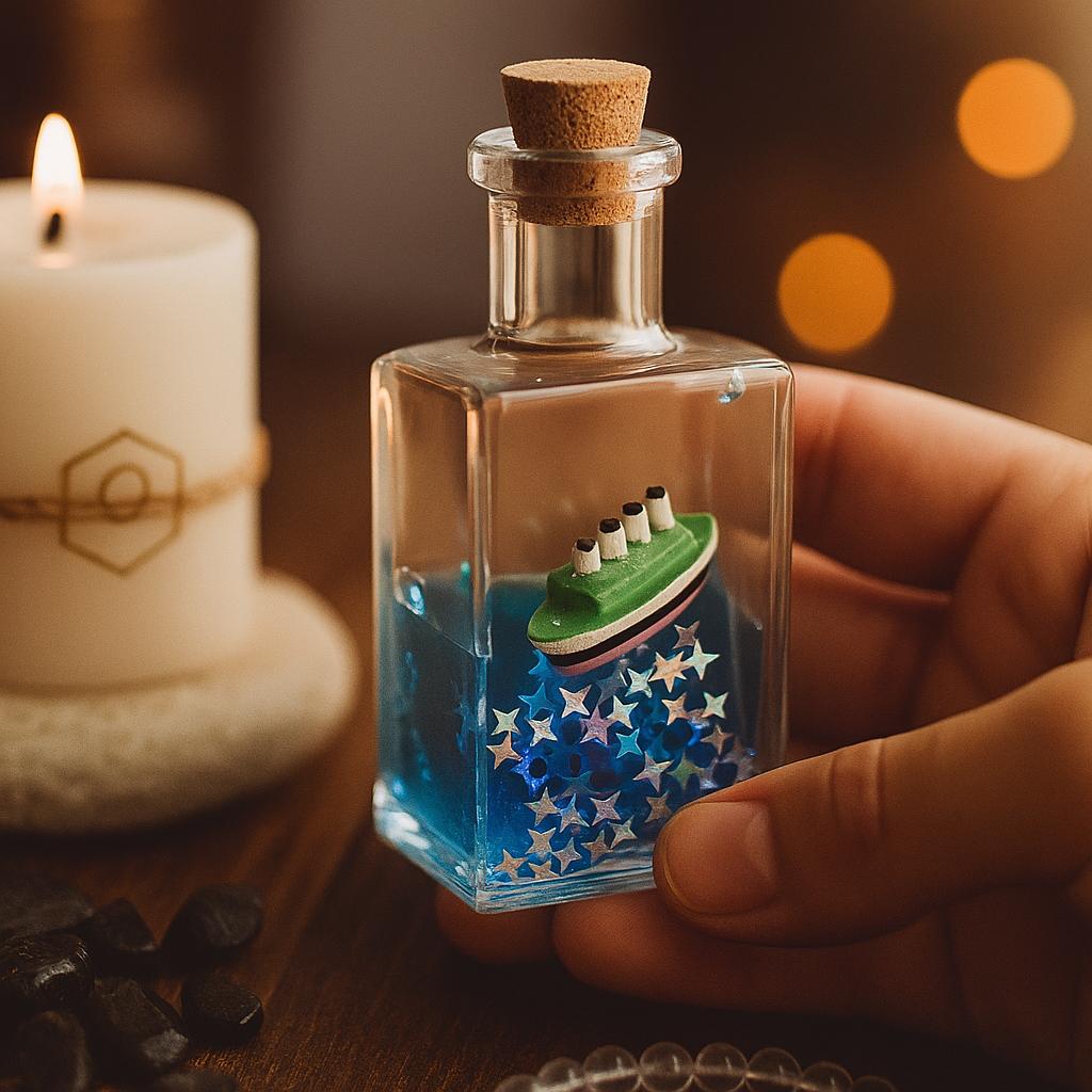 خرید آنلاین کشتی معلق مدل دکوراتیو از جنس شیشه شفاف