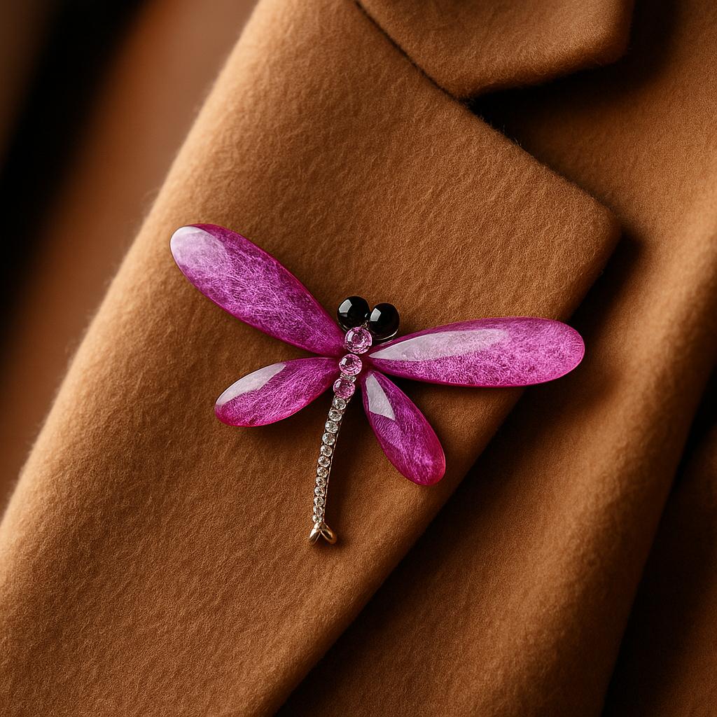 مشخصات سنجاق سینه زنانه مدل سنجاقک از جنس فلز آبکاری شده