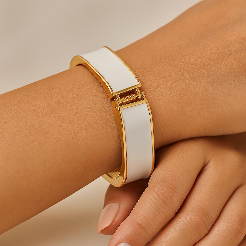 خرید اینترنتی دستبند زنانه بنگل مدل میناکاری از جنس ابکاری رادیوم