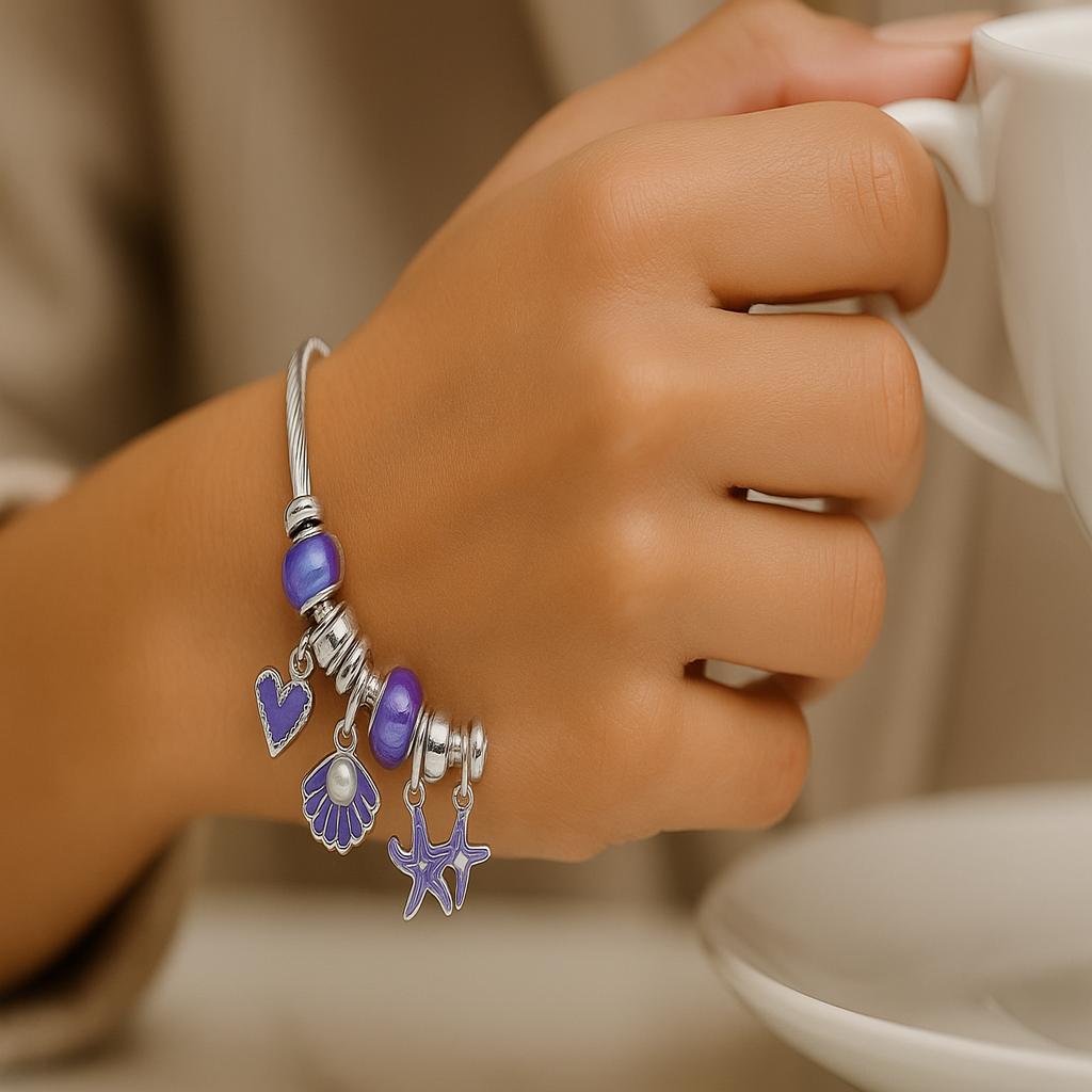 قیمت ارزان دستبند زنانه بنگل مدل پاندورا از جنس ابکاری رادیوم