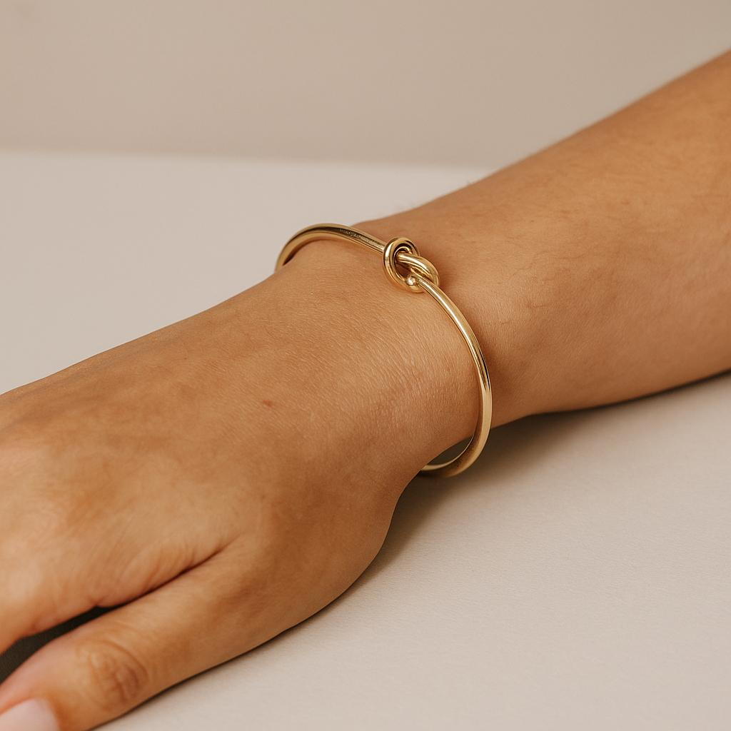 خرید انلاین دستبند زنانه بنگل مدل گره از جنس استیل