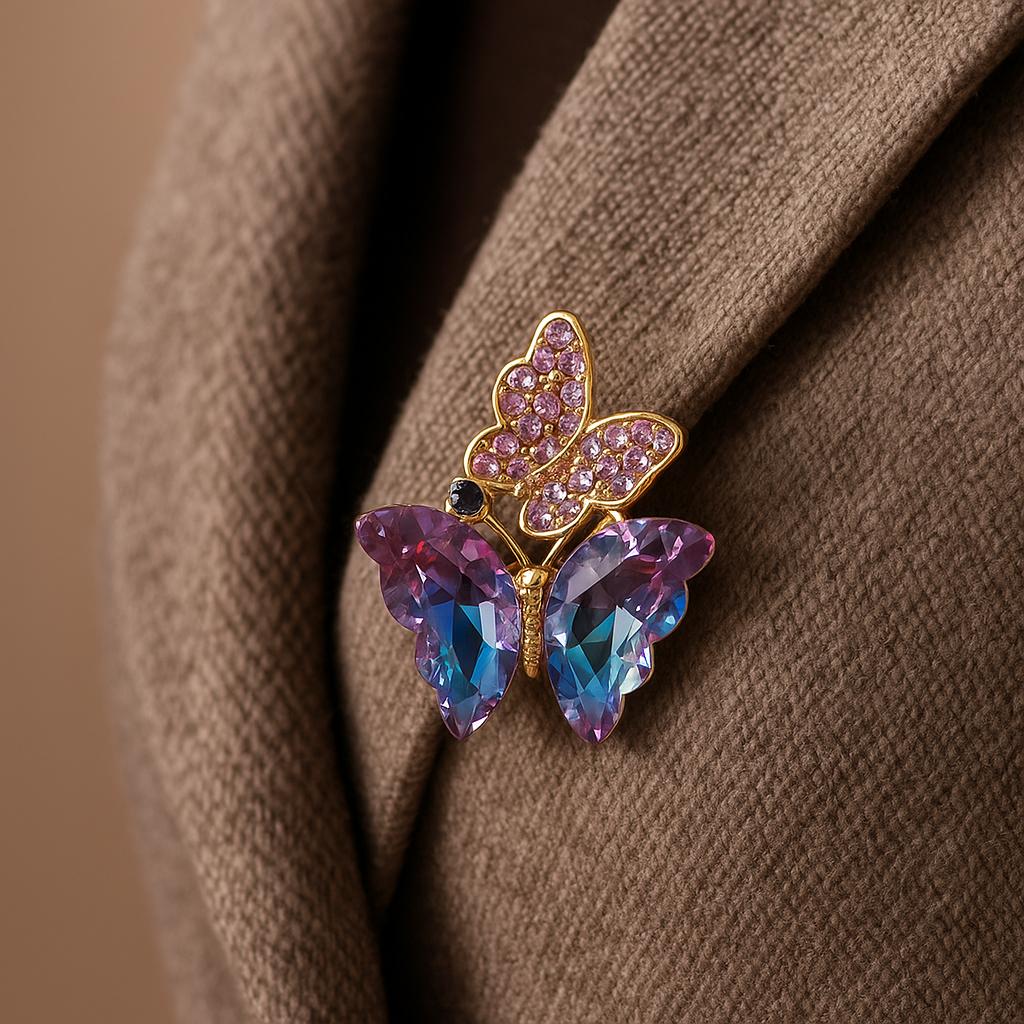 فروش اینترنتی سنجاق سینه زنانه مدل پروانه از جنس ابکاری رادیوم