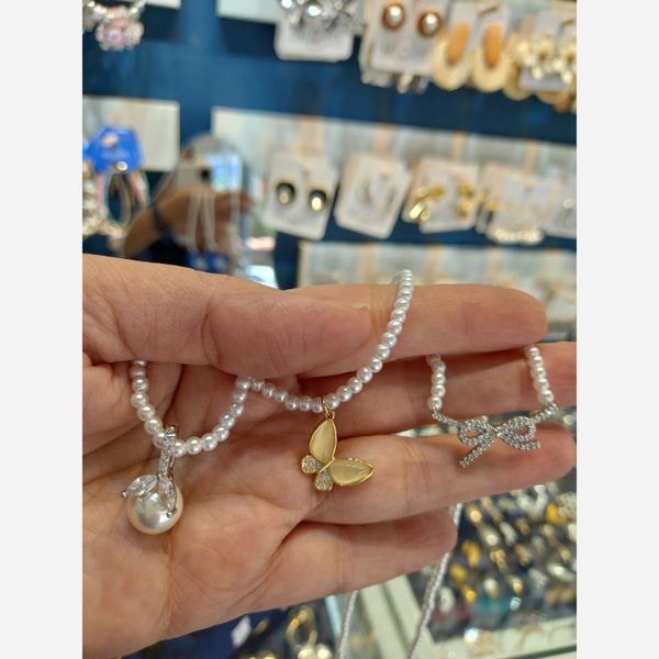 گردنبند مروارید پلاک دار