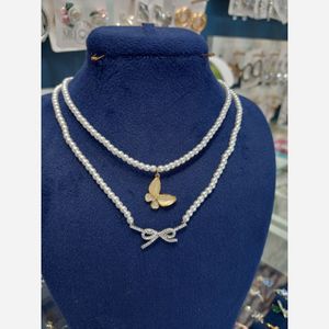 گردنبند مروارید پلاک دار