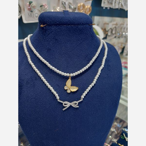 گردنبند مروارید پلاک دار