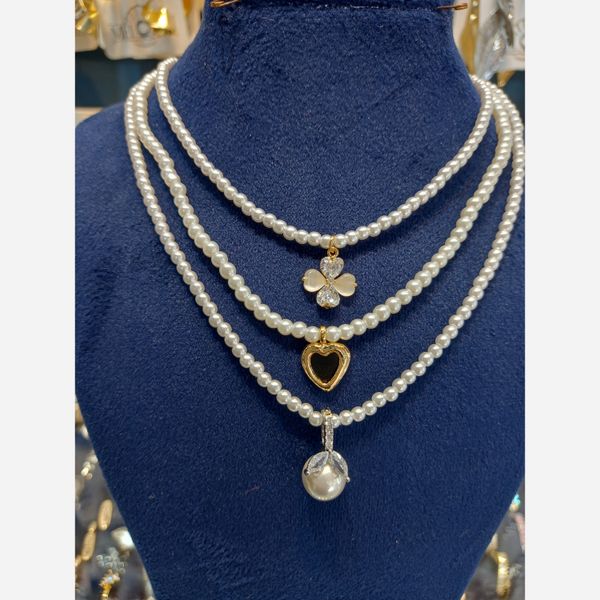 گردنبند مروارید پلاک دار