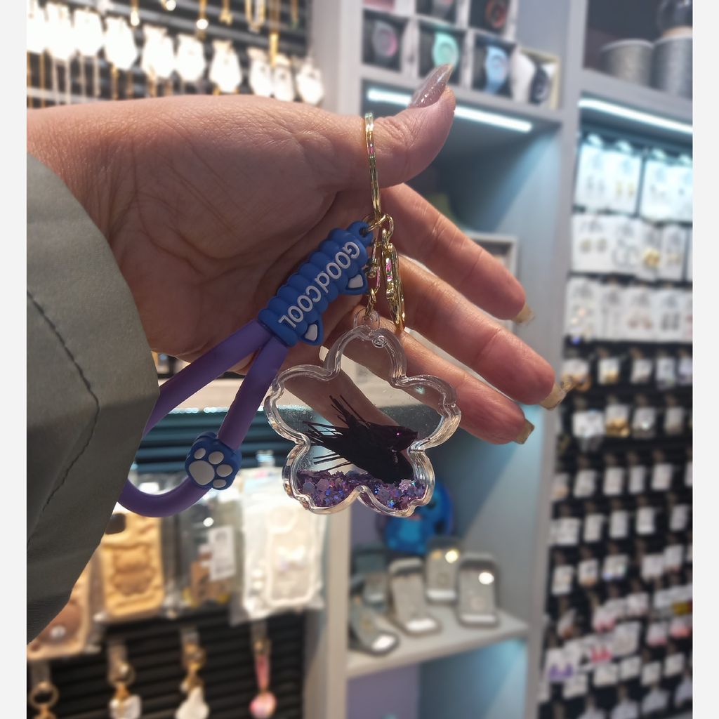 خرید انلاین جاکلیدی اکواریومی طرح گل و گندم بادمجونی