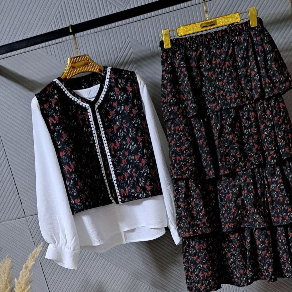 قیمت ارزان ست شومیز جلیقه و دامن مدل دنیز