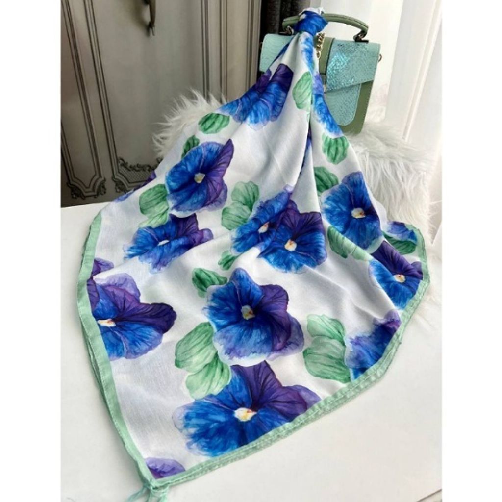 خرید اینترنتی روسری نخی قواره 140 نخ گلوریا مدل بنفشه